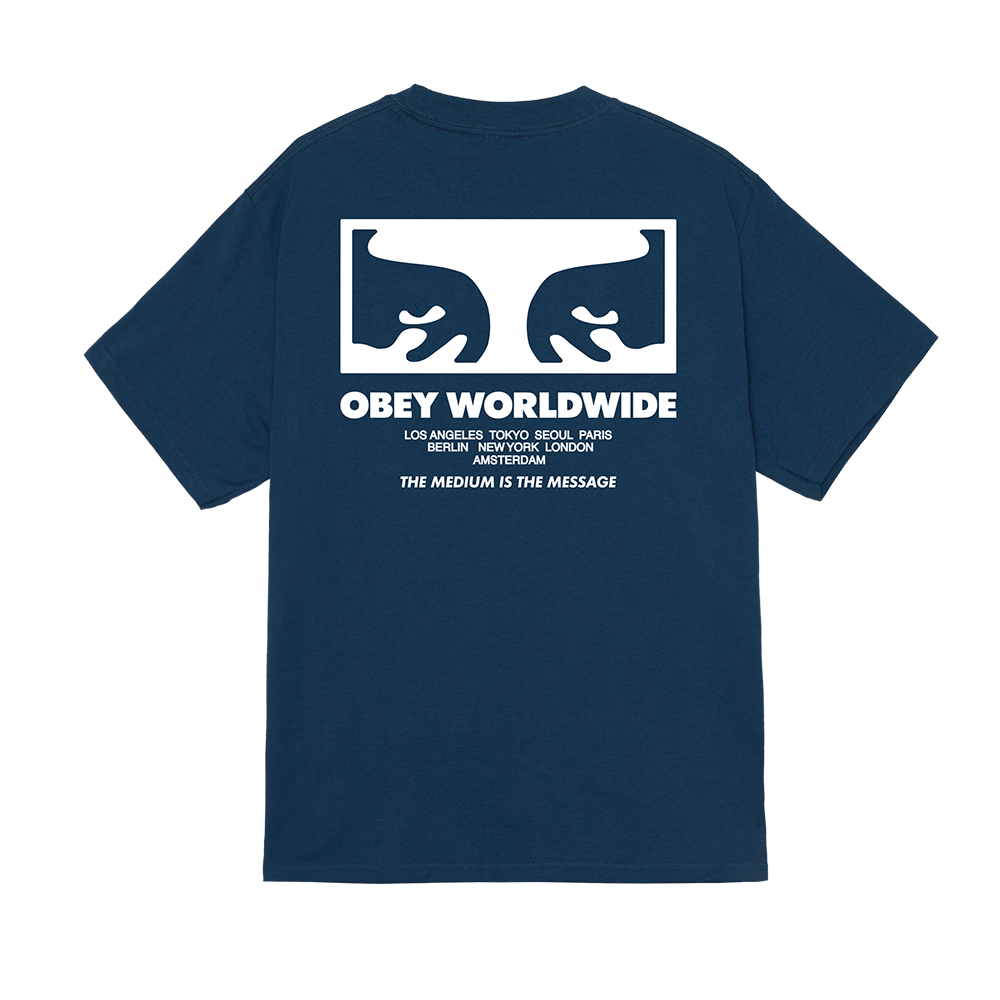 CAMISETA OBEY THE MEDIUM IS THE MESSAGE HARBOR BLUE | Mechanic